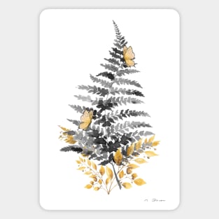 Gold And Black Botanicals B Magnet